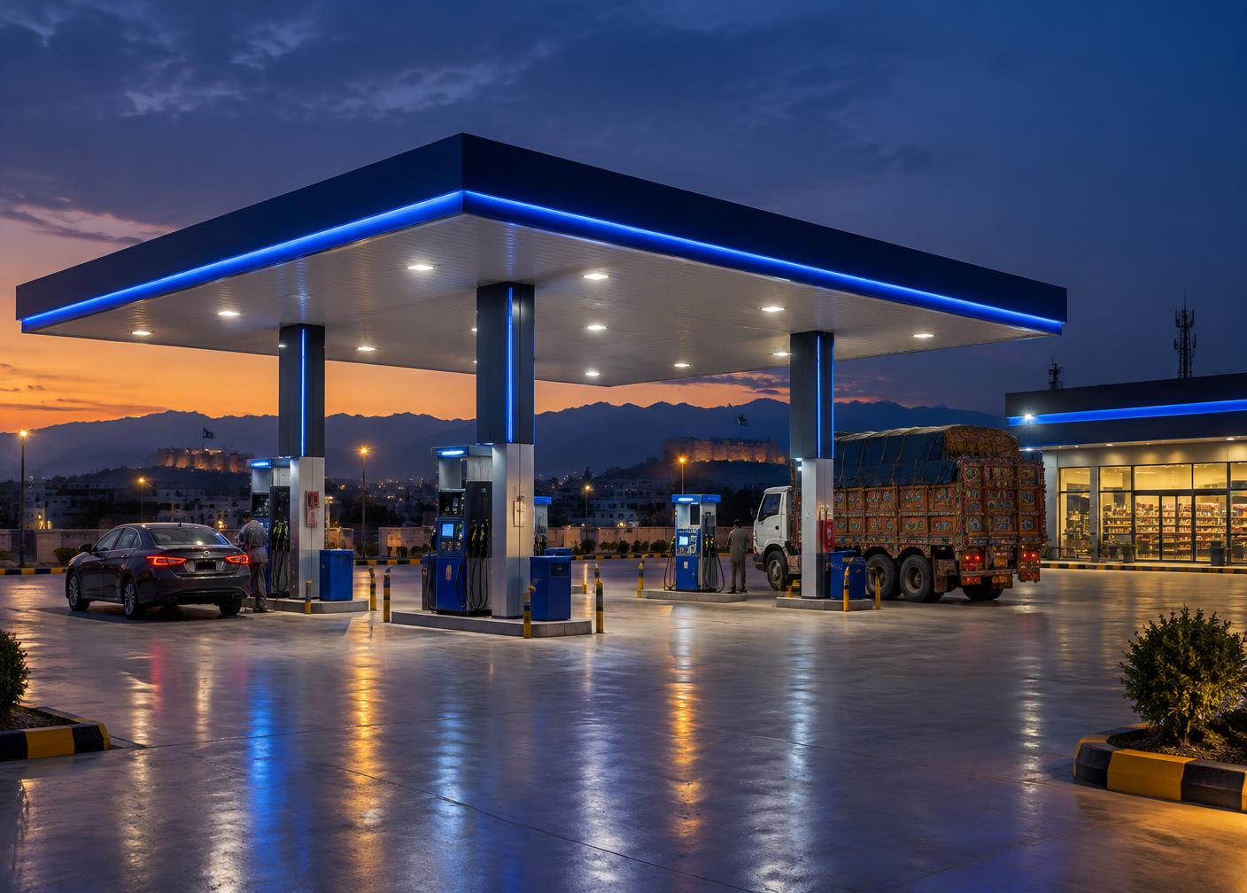 SMP petroleum supply point at dusk